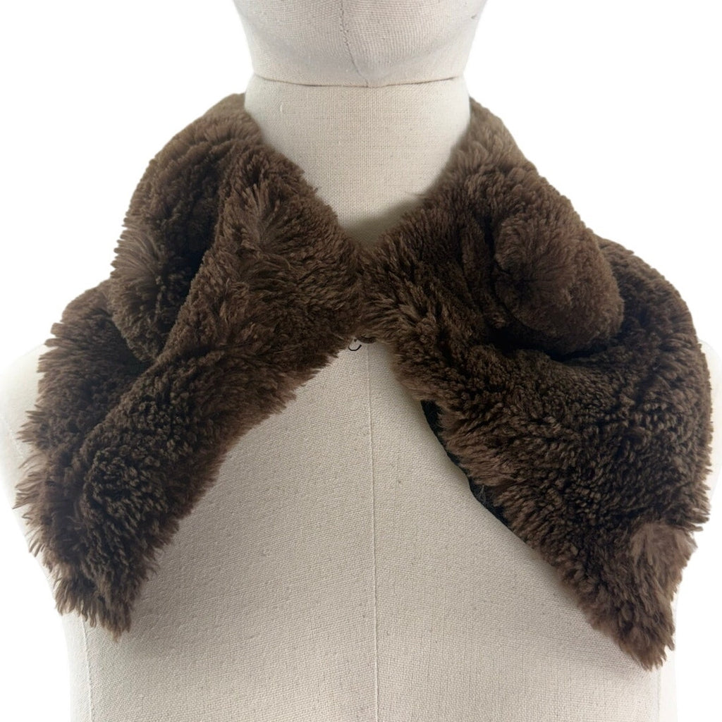 Vintage 60s Brown Fur Collar Capelet Wrap Hook Closure 16"