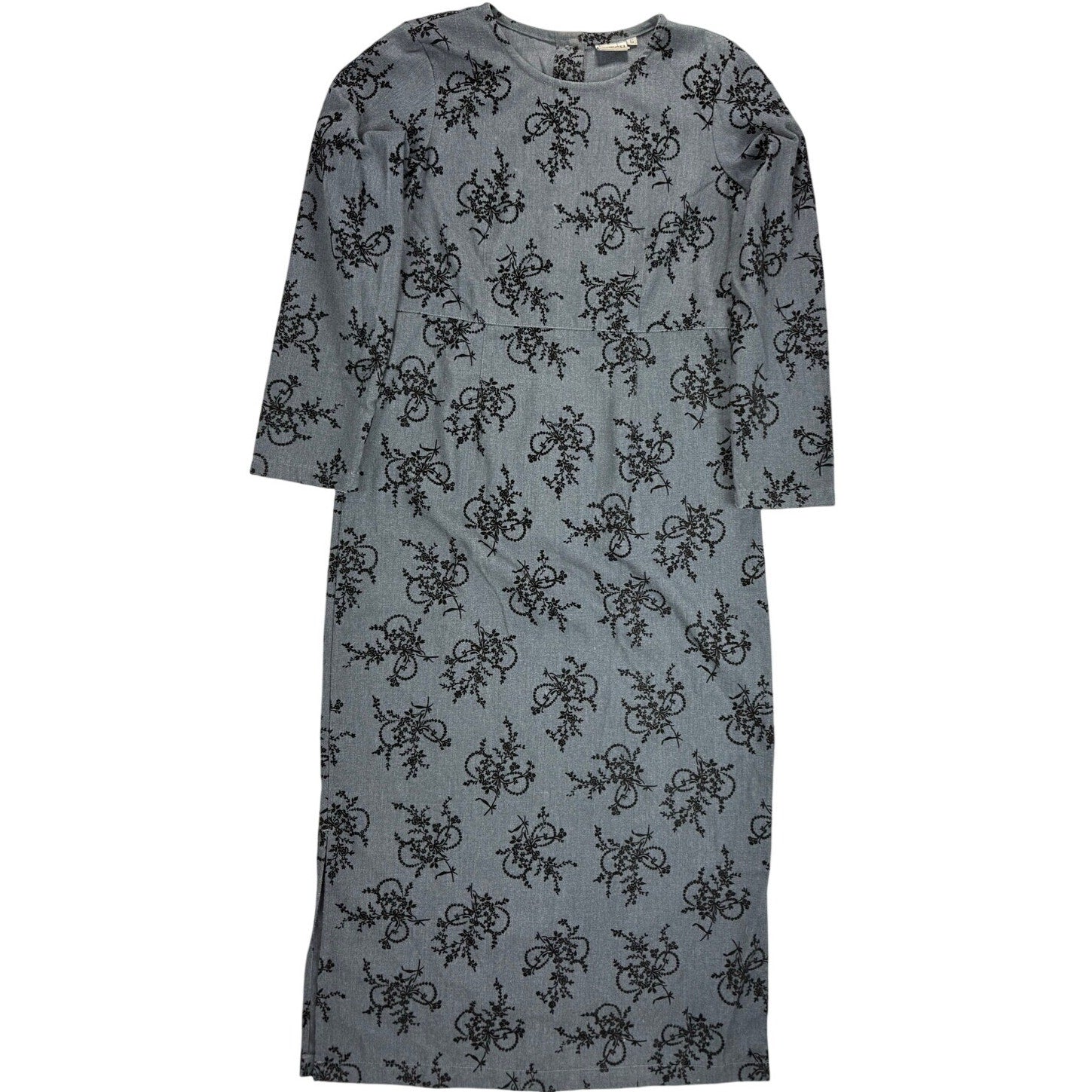 1970s Gray Max Dress with Velvet Black Women's 6 Match Made in USA