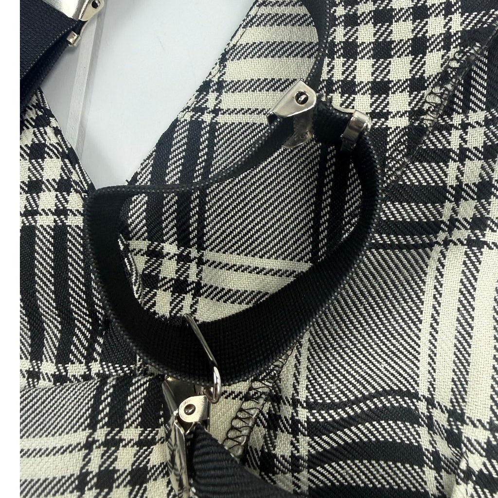 Vintage 90s Anxiety Women's Plaid Suspender Back Vest USA Large Rayon Blend