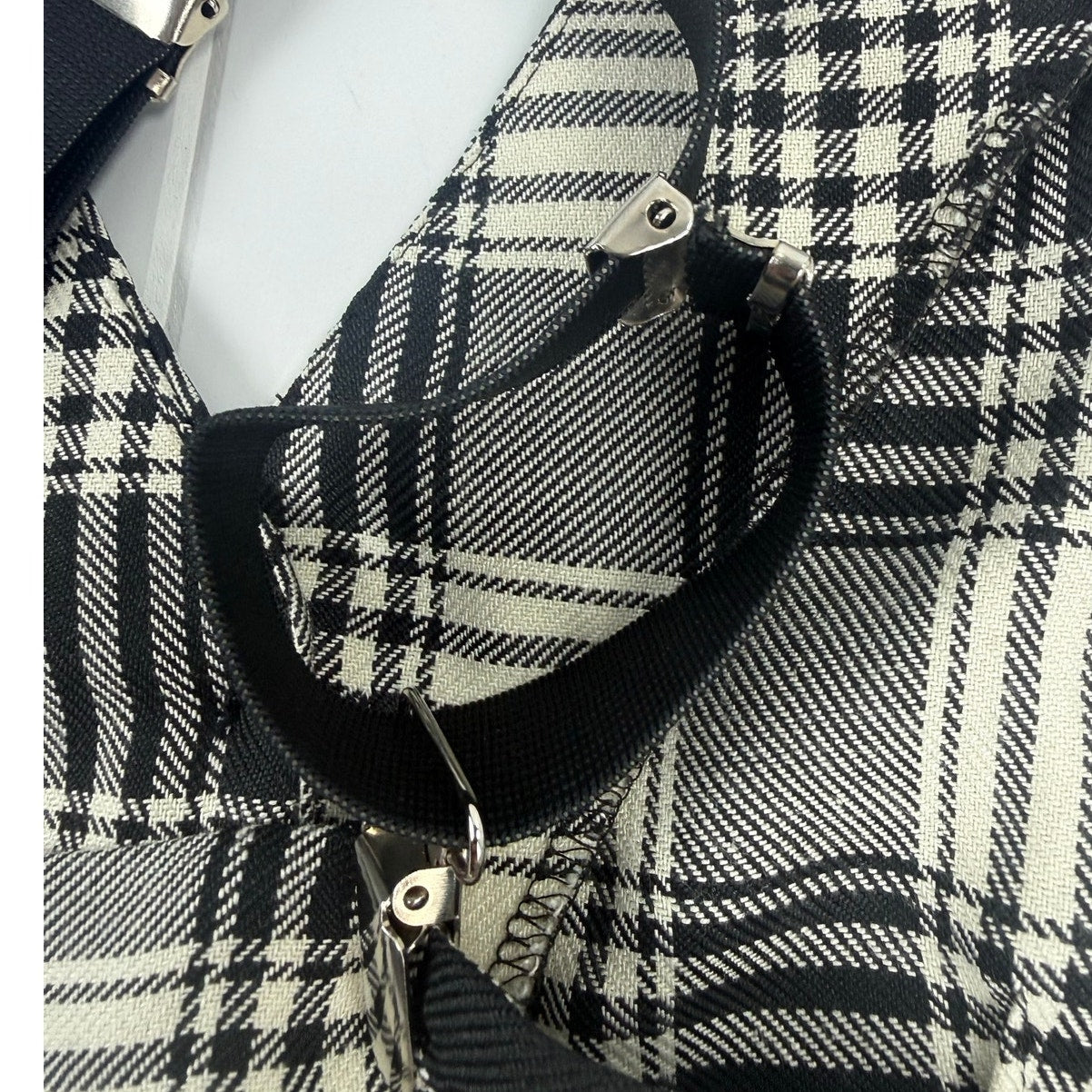 Vintage 90s Anxiety Women's Plaid Suspender Back Vest USA Large Rayon Blend