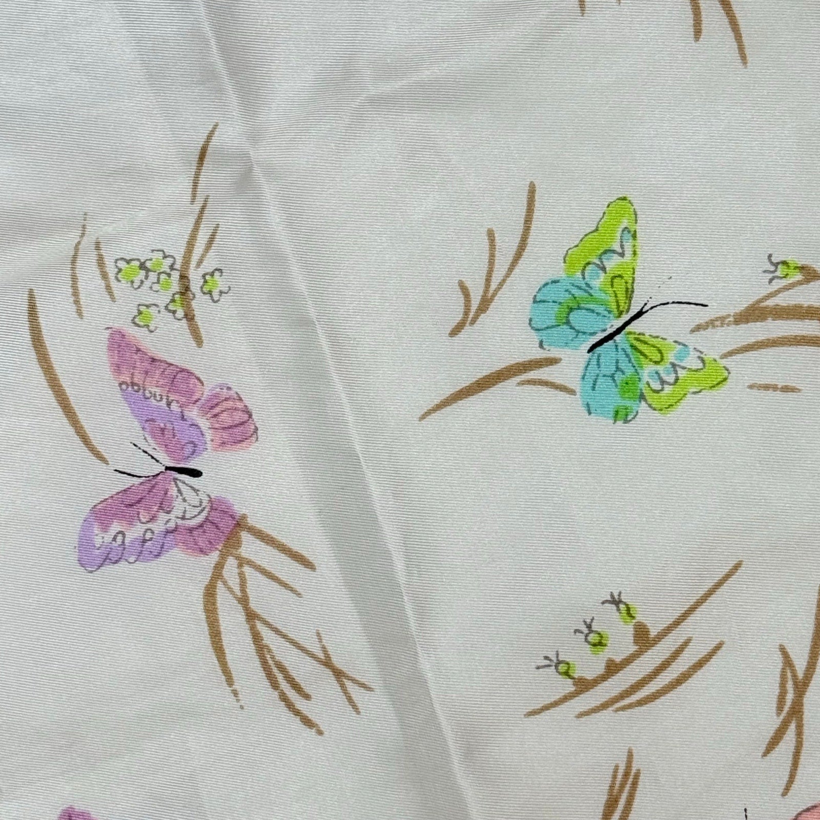 Vintage 60s Women's Scarf Signed Vera Neumann Pastel Spring Butterfly