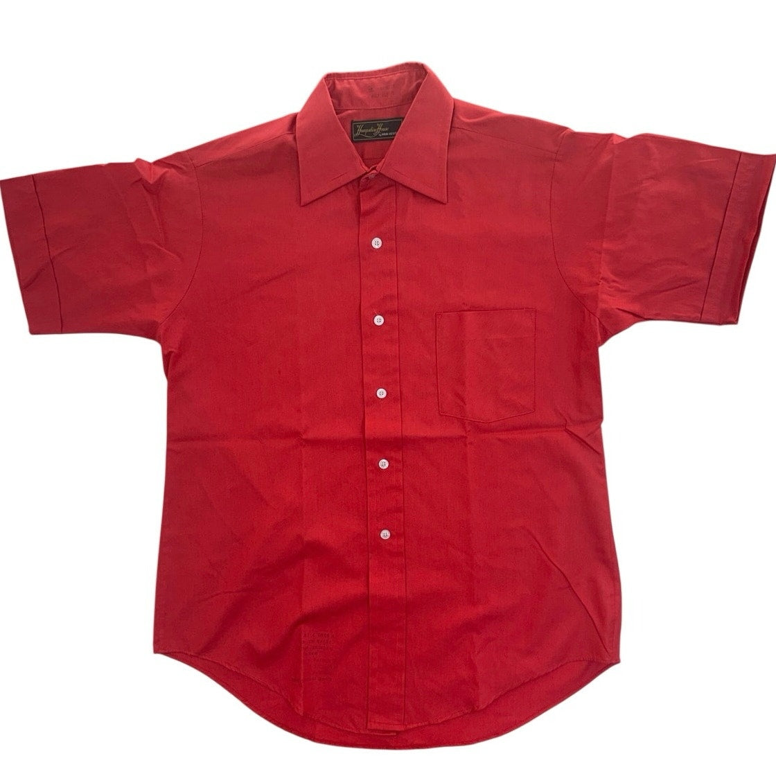 Vintage 80s Hampton House Van Heusen Red Camp Shirt Mens Medium 44 Chest