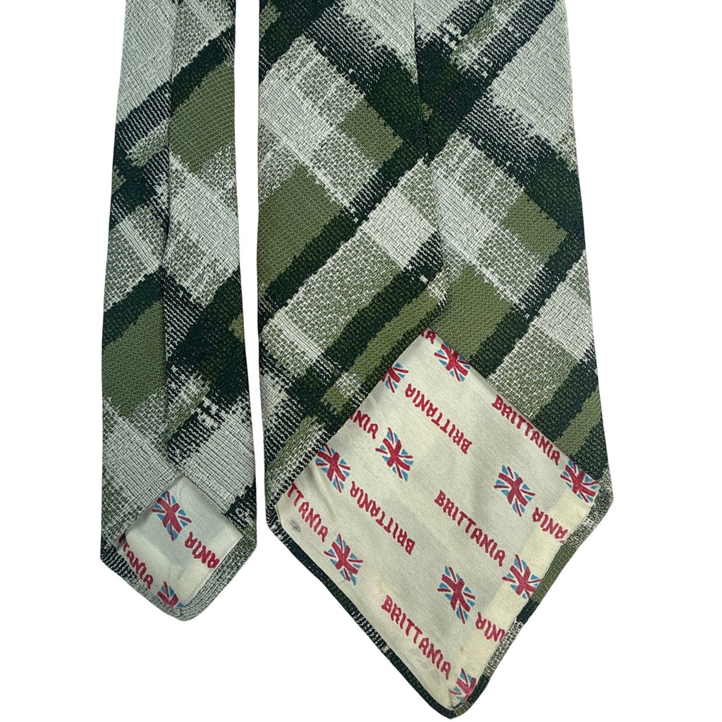 Vintage 70s Brittania Rosenblatts Green Plaid Wide Men's Tie 4"