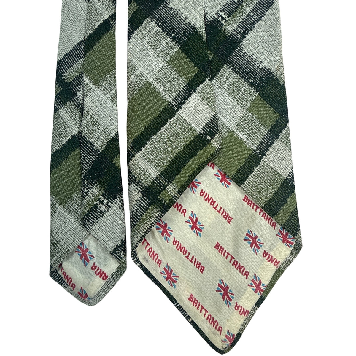 Vintage 70s Brittania Rosenblatts Green Plaid Wide Men's Tie 4"