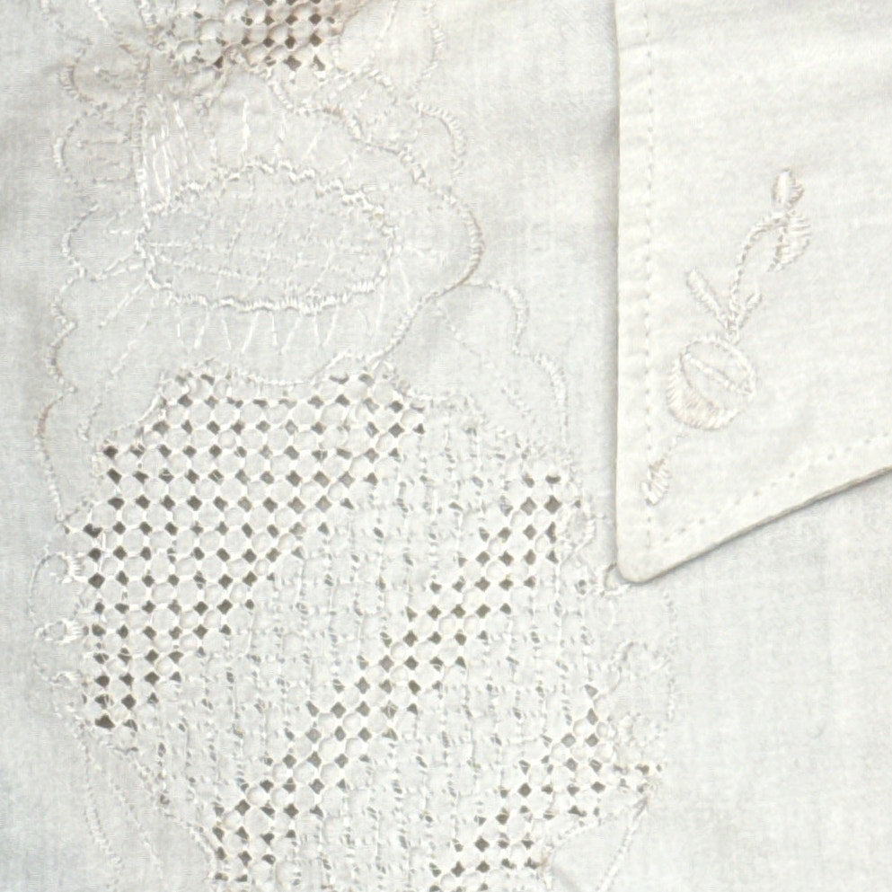 Vintage 70s Calez Taupe Guayabera Shirt Embroidered 4 Pocket Men's Small