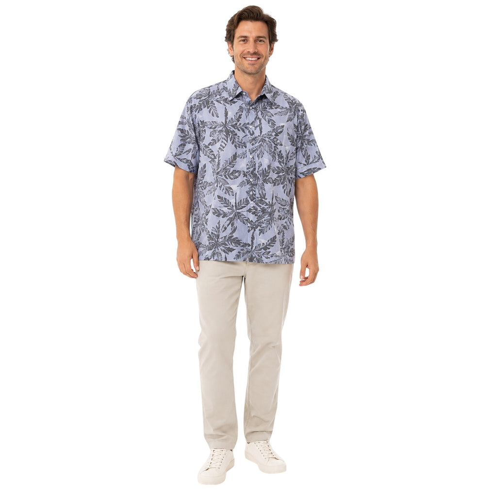 Vintage 80s Malihini Hawaii Men’s XL Blue Reverse Print Aloha Shirt