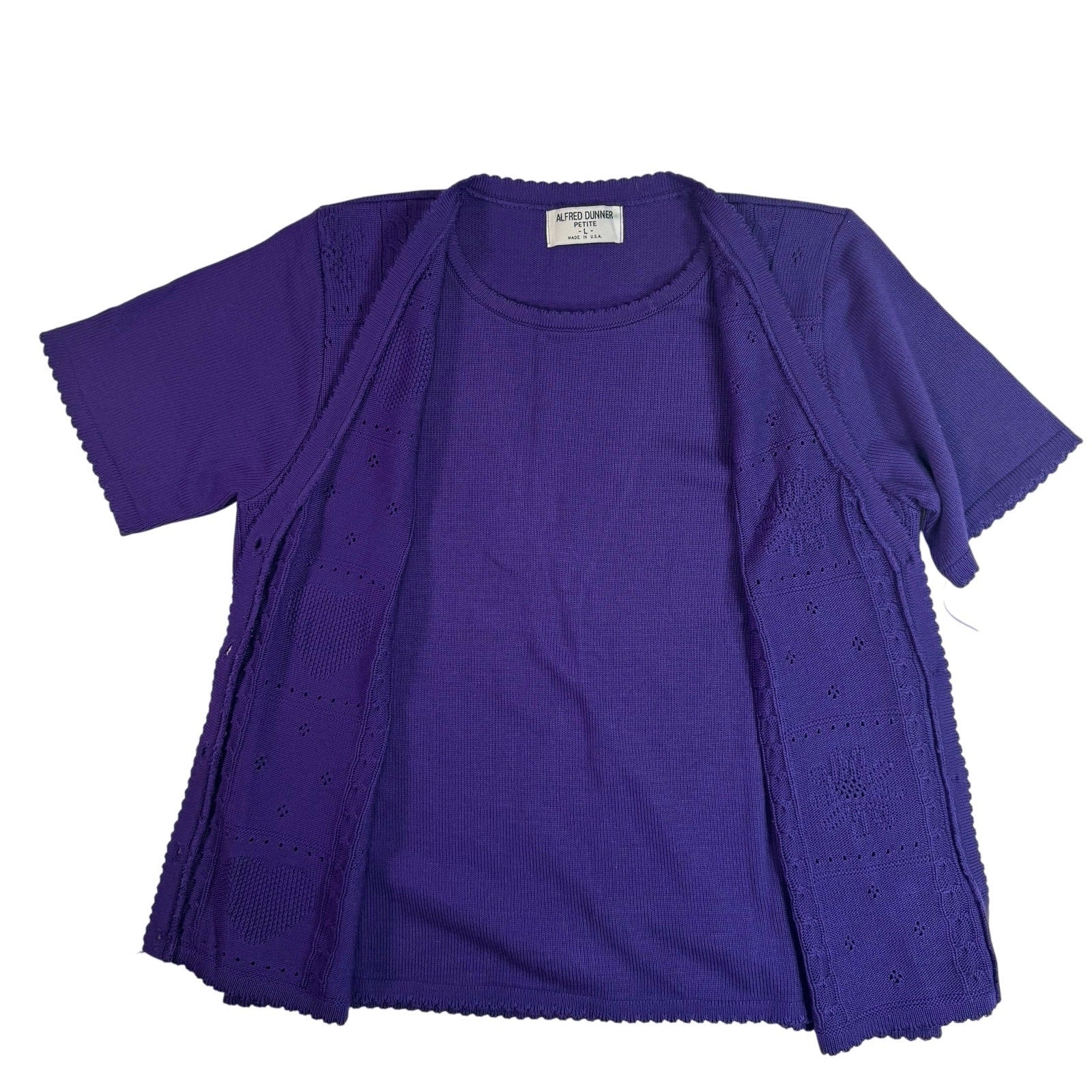 Vintage 90s Women's Large Pettie Purple Sweater Shirt Alfred Dunner Made in USA