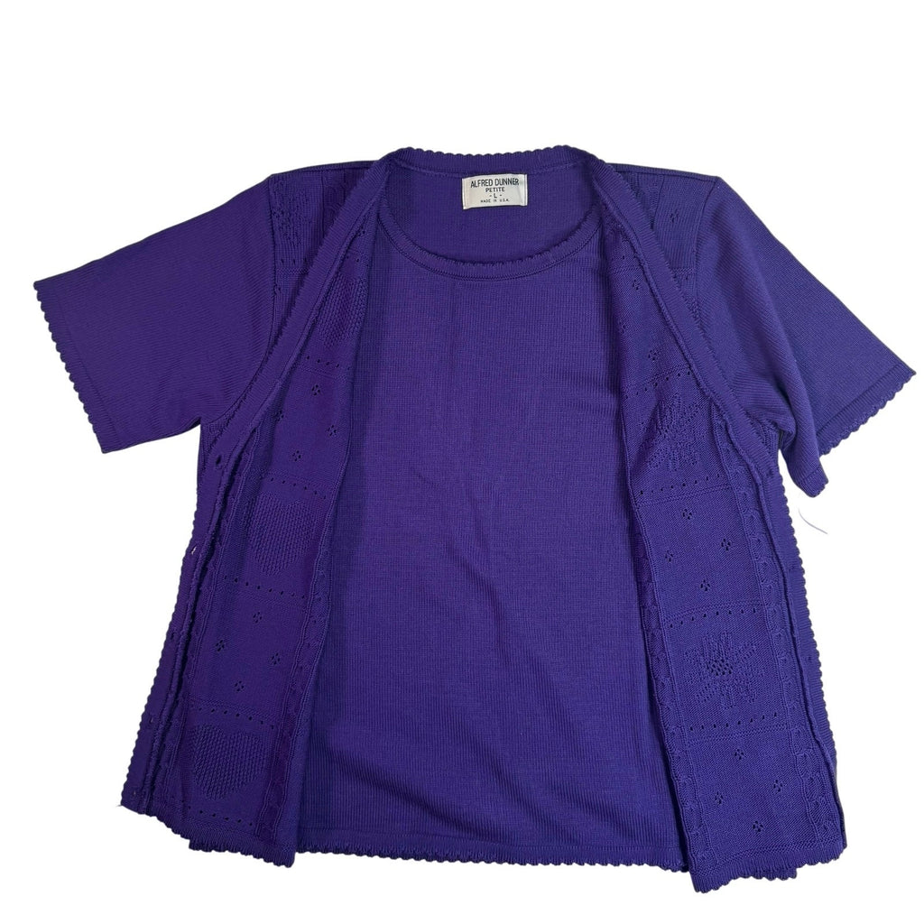 Vintage 90s Women's Large Pettie Purple Sweater Shirt Alfred Dunner Made in USA