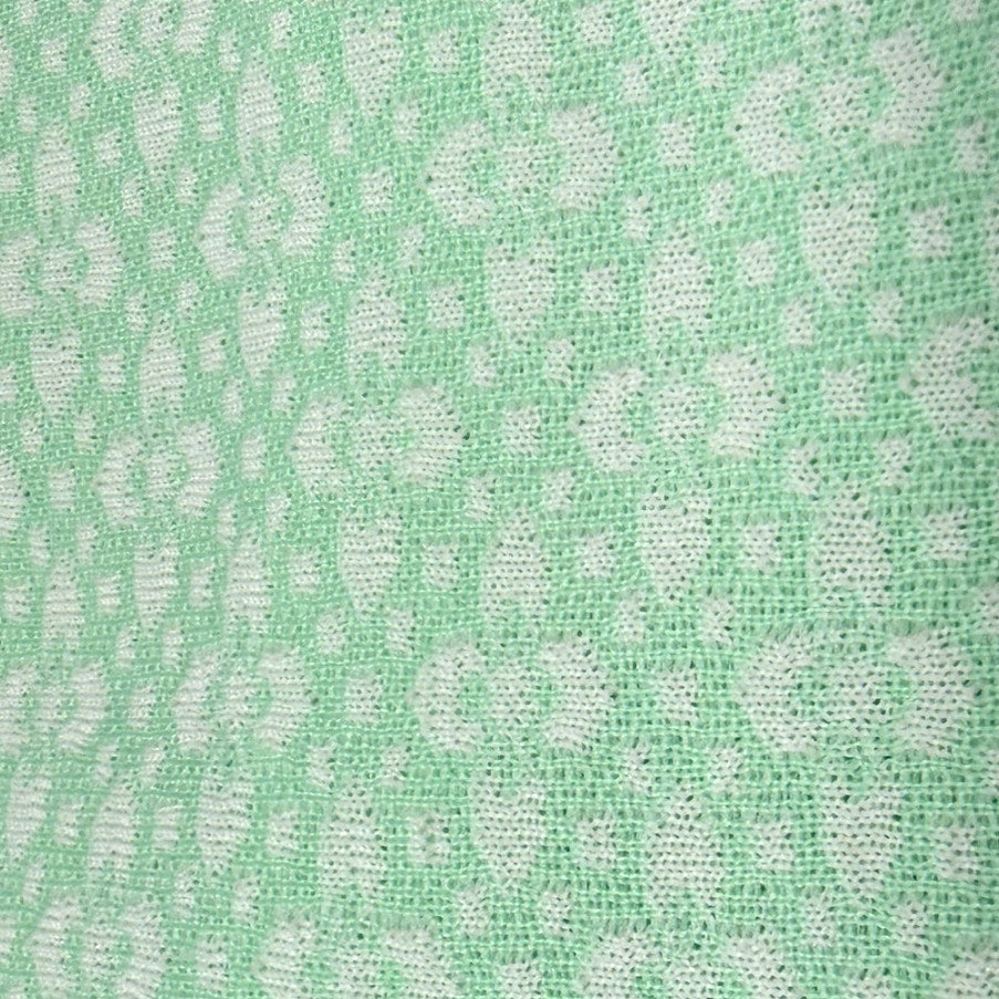 Vintage 70s Mint Green Polyester Knit Tie Geometric Diamond Pattern