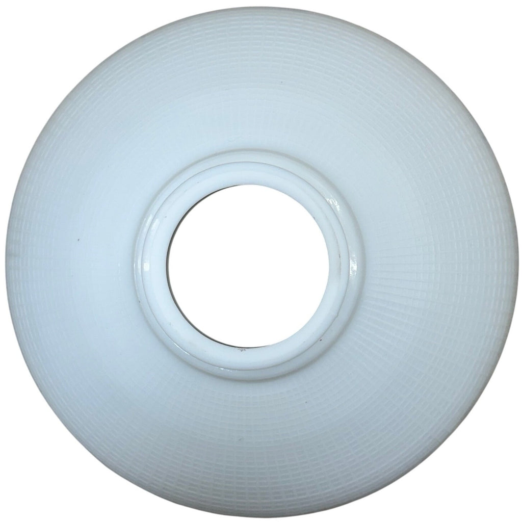 Vintage 70s White Opal Glass Grid Pattern Light Shade 10” Pendant Fixture