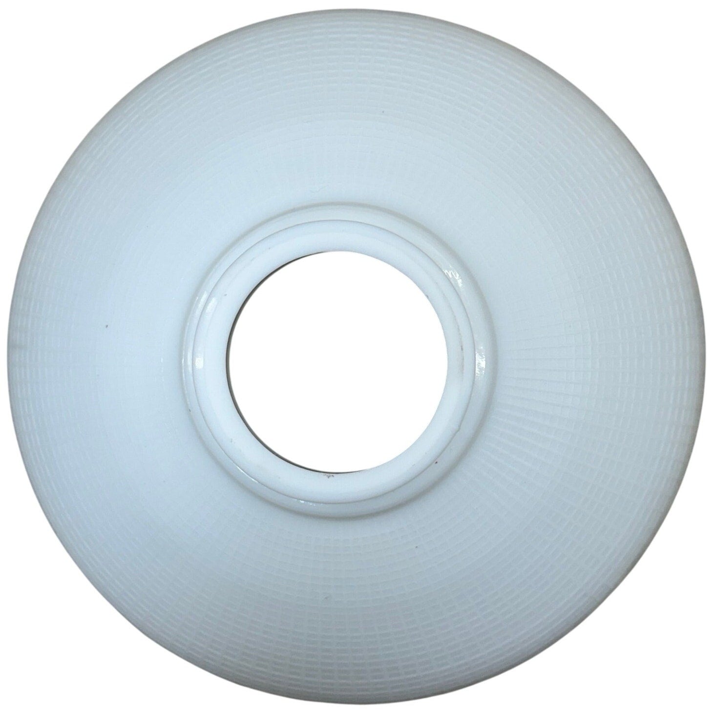 Vintage 70s White Opal Glass Grid Pattern Light Shade 10” Pendant Fixture