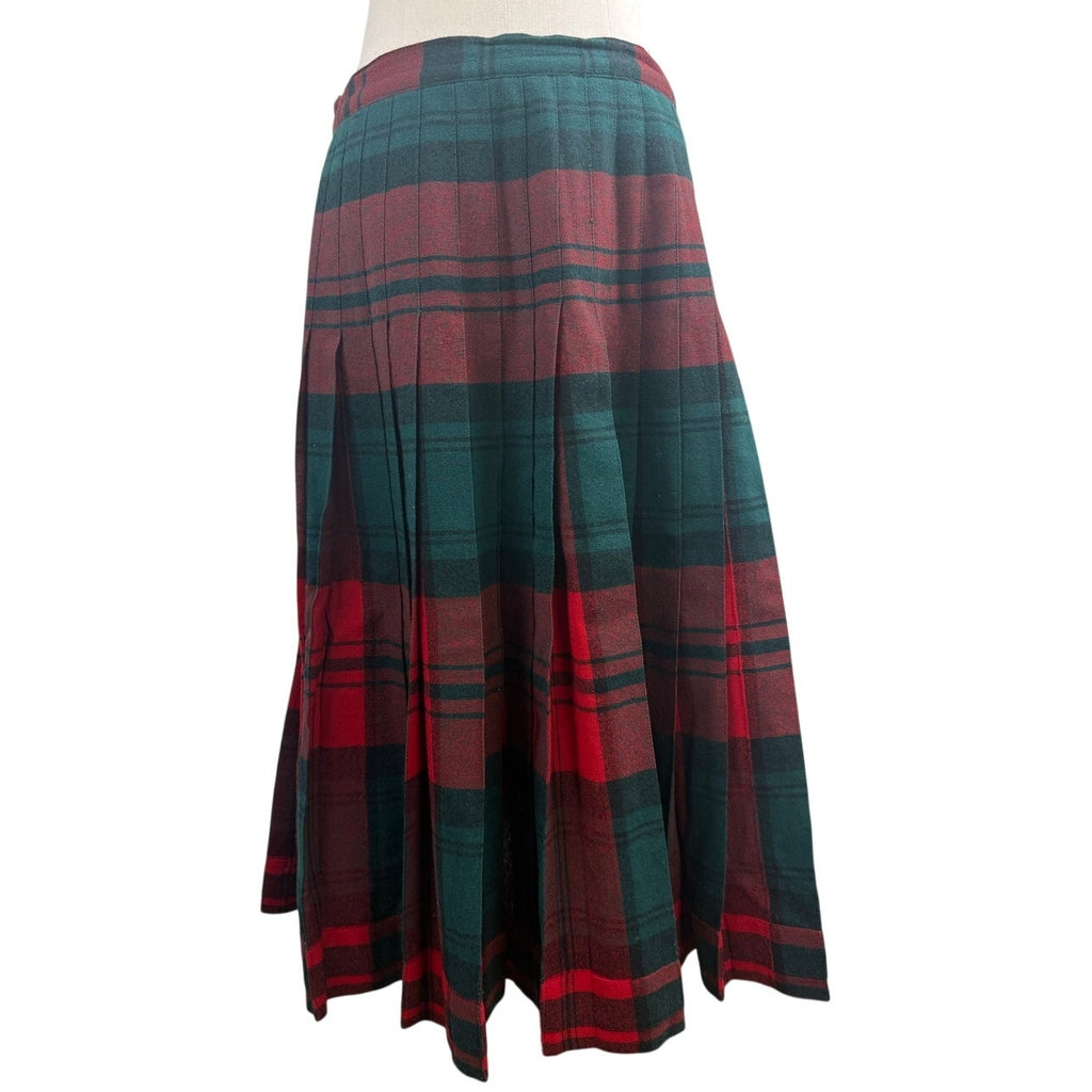 Vintage 1950s Pendleton Turnabout Reversible Plaid Pleated Wool Skirt 28
