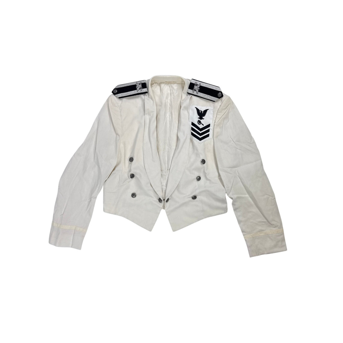 Vintage 60s 70s Foree White Military Mess Dress Jacket Black Pants L/34