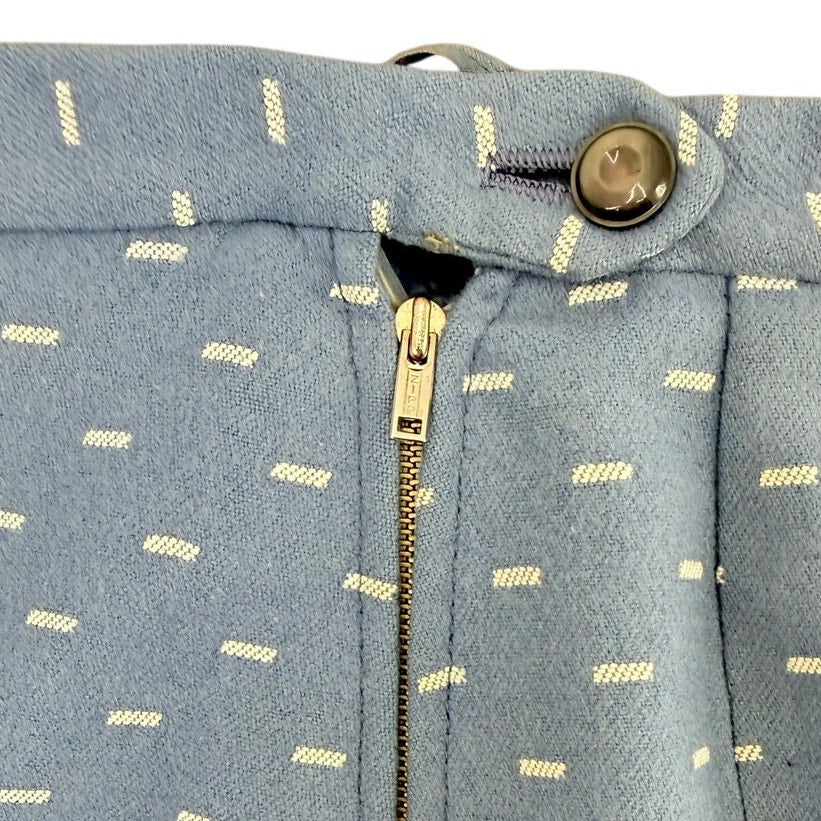 Vintage 80s Women's Medium Slate Blue Wool Blend Skirt Suit Polka Dot Career Set