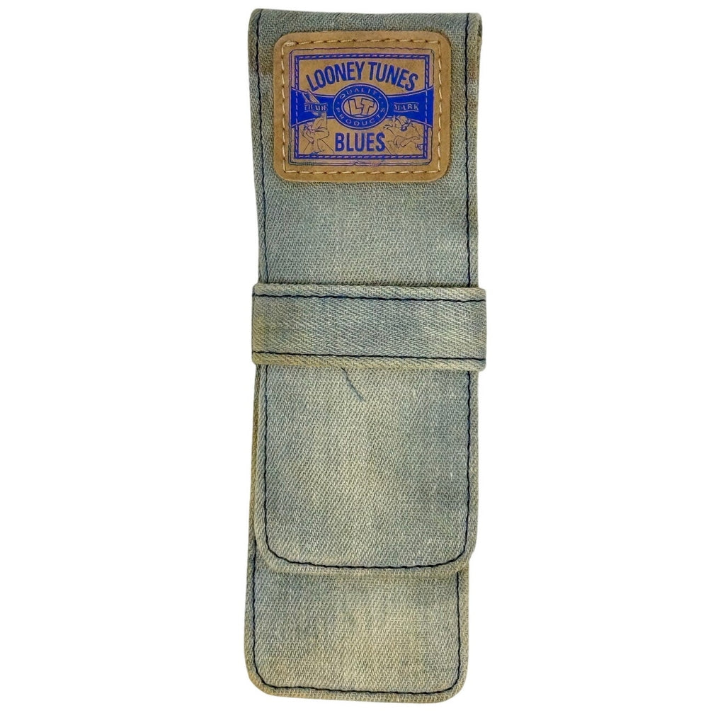 Vintage 90s Looney Tunes Tweety Bird Pen Denim Case Warner Bros Blue Ink