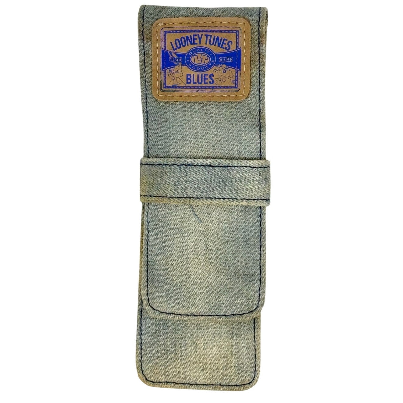Vintage 90s Looney Tunes Tweety Bird Pen Denim Case Warner Bros Blue Ink