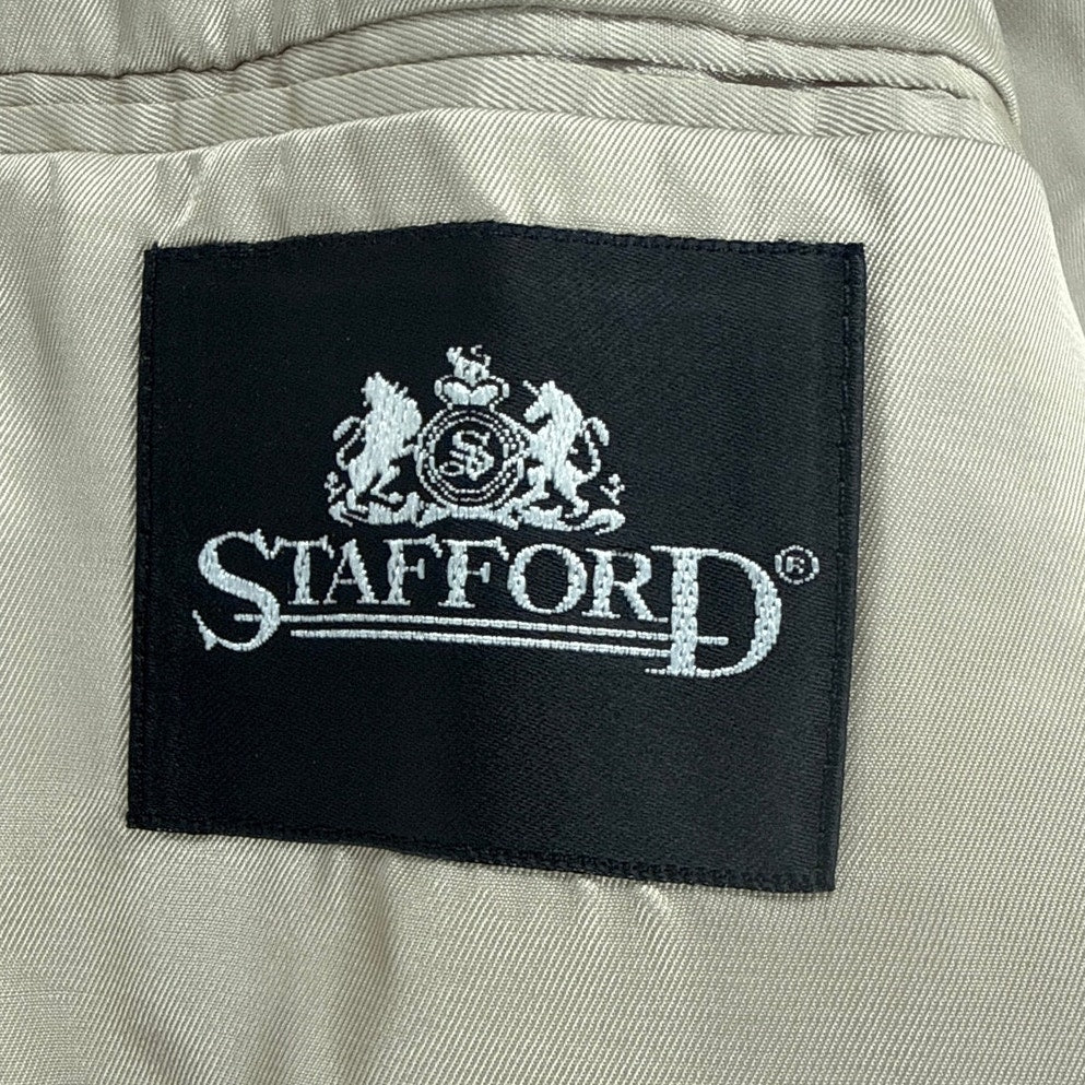 Vintage 90s Stafford Men’s Tan Wool Blend Gold Button Blazer 46L