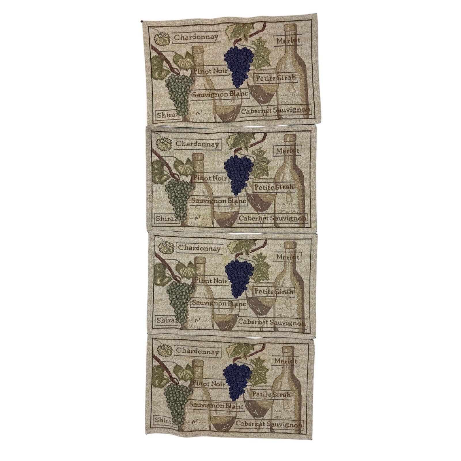 Vintage 90s Wine Grapes Tapestry Placemats Set of 8 Two Designs 18 5x11 5