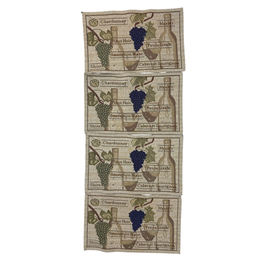 Vintage 90s Wine Grapes Tapestry Placemats Set of 8 Two Designs 18.5x11.5