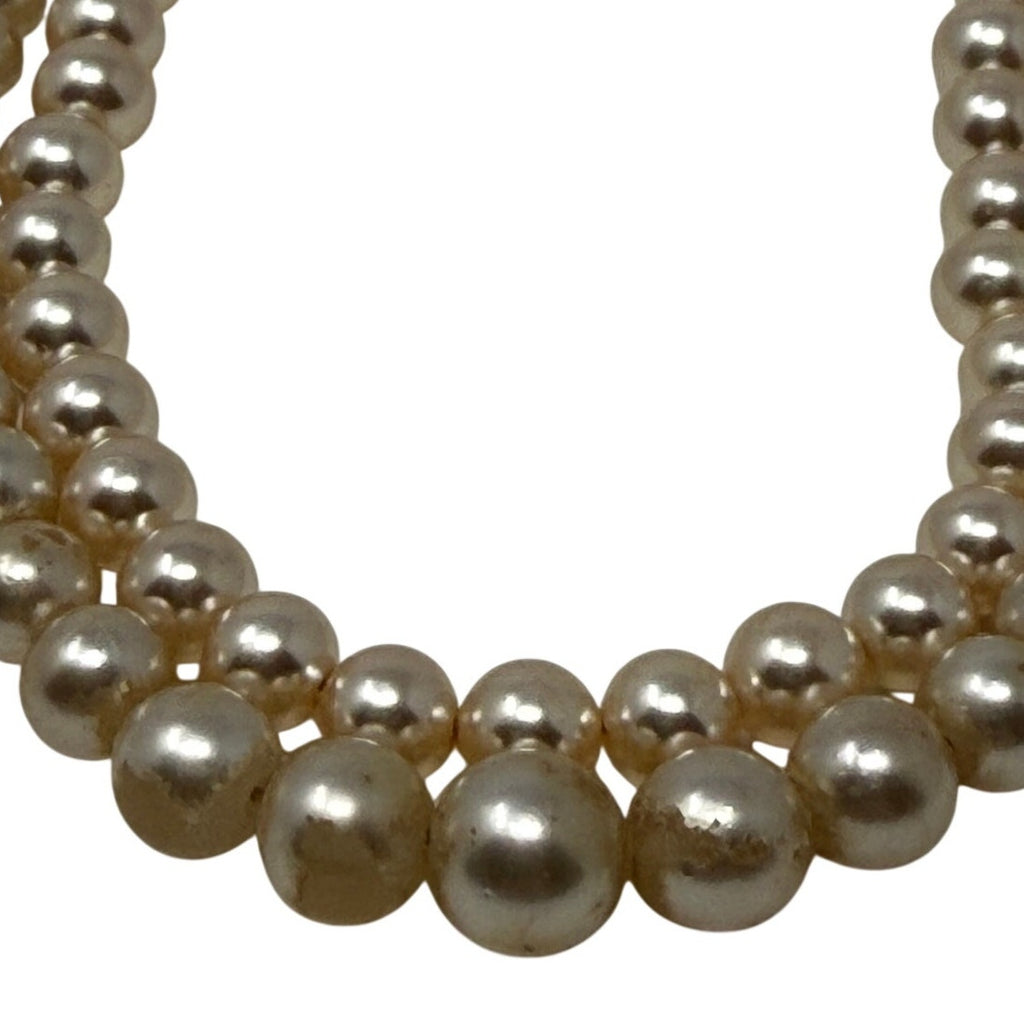 Vintage 60s Faux Pearl Necklace Set Double Strand Champagne Blush