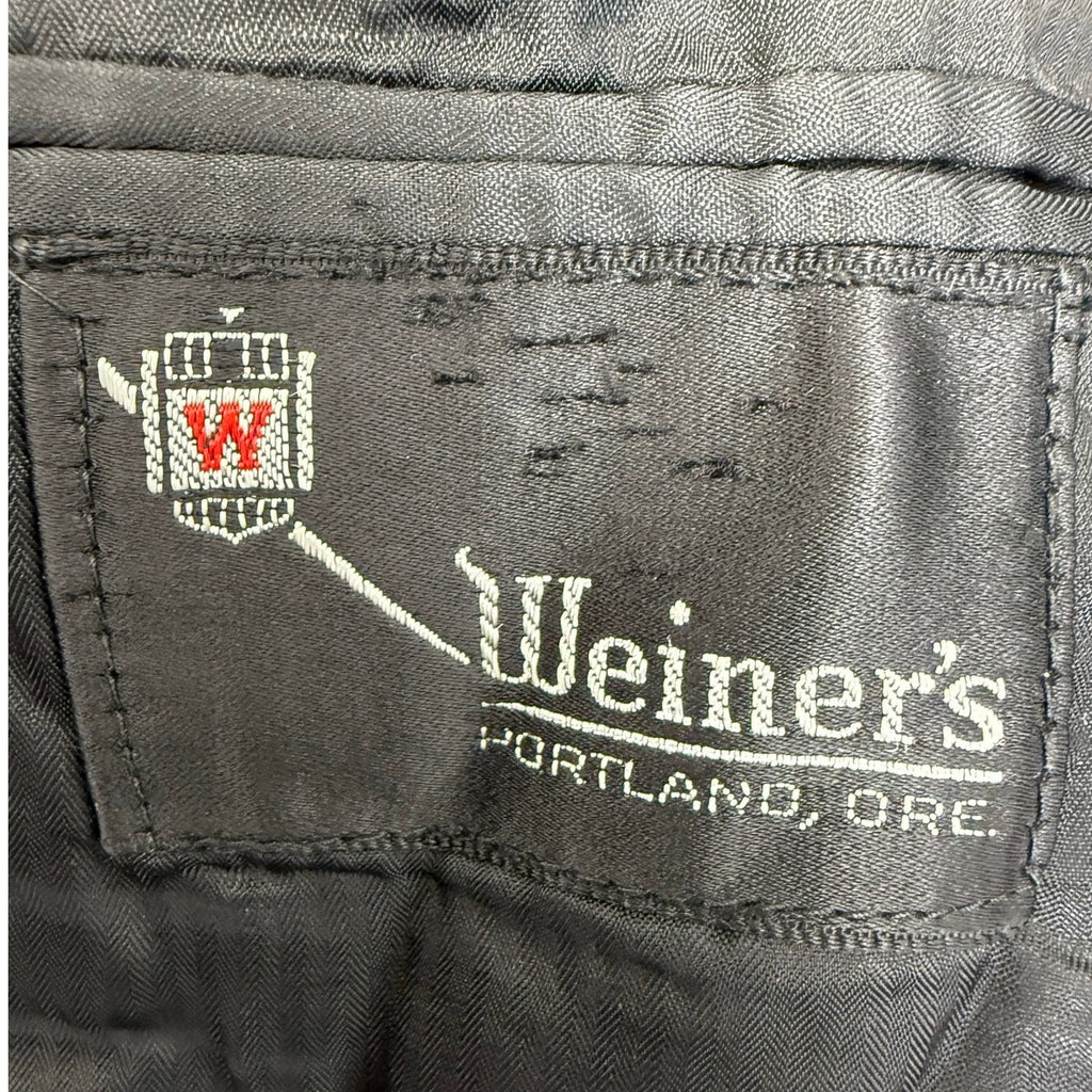 Vintage 1960s Black Charcoal Wool Suit 42R 36x29 Mad Men Mod Weiners