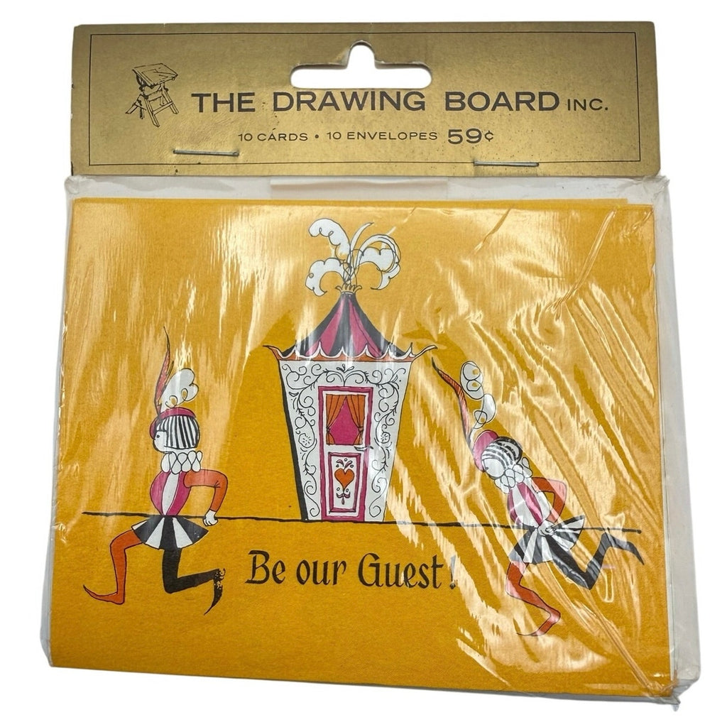 Vintage 70s Drawing Board Be Our Guest Invitations Cards Envelopes Set 10 New