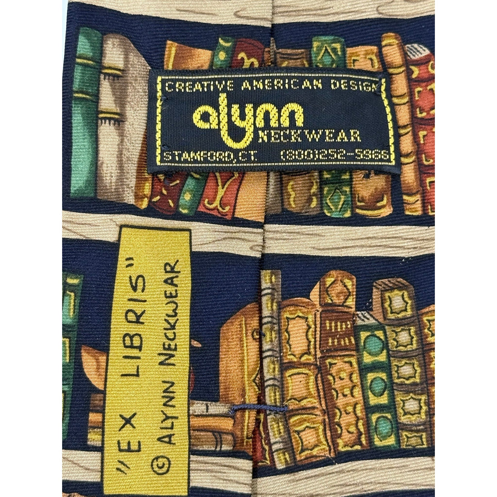 aLynn Ex Libris Library Books Silk Necktie 61" USA Made Extra Long
