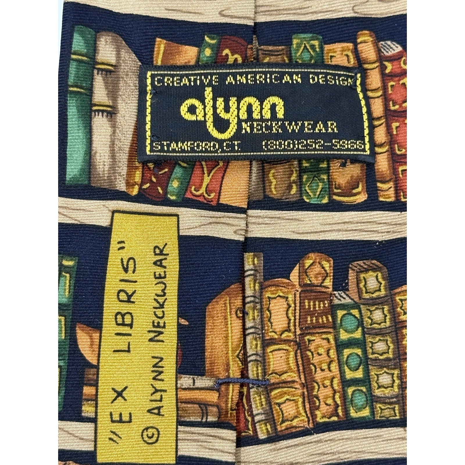 aLynn Ex Libris Library Books Silk Necktie 61" USA Made Extra Long