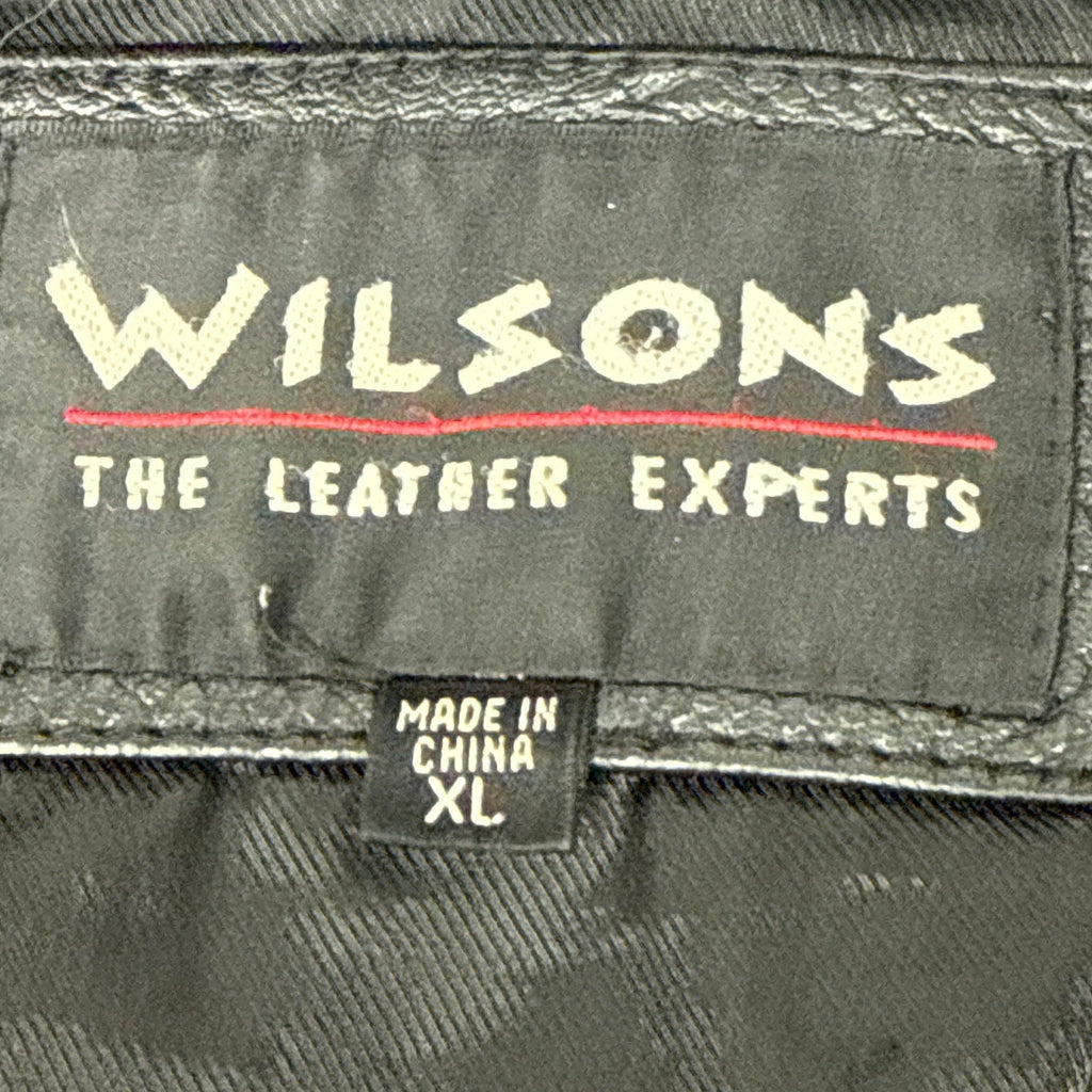 Vintage 90s Men’s XL Wilsons Black Leather Jackets Zip Front Snap Cuffs Lined