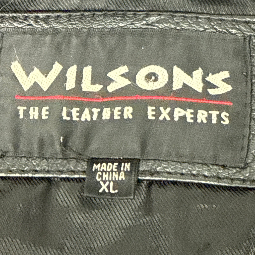 Vintage 90s Wilsons Black Leather Jackets Zip Front Snap Cuffs Lined Men’s XL