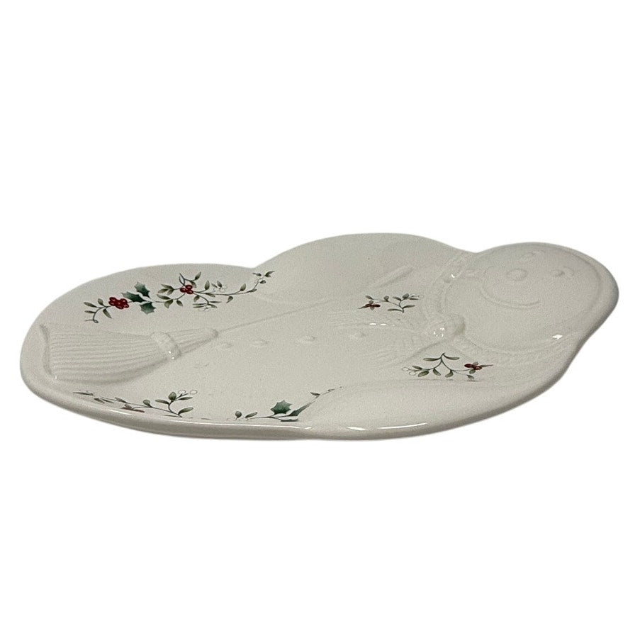 Vintage 90s Pfaltzgraff Snowman Serving Platter Christmas Holiday Plate USA 11"