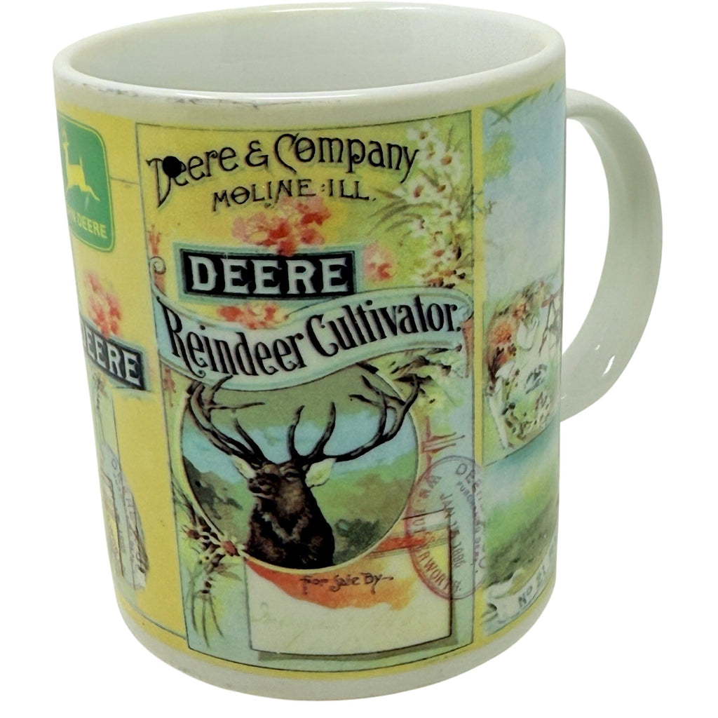 Vintage John Deere Coffee Mug Reindeer Cultivator Farm Tractor Vintage Ceramic