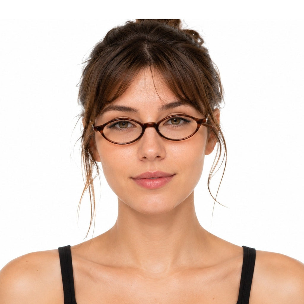 Vintage May 6 Oval Eyeglass Frames Tortoise Brown Wire Temple Glasses