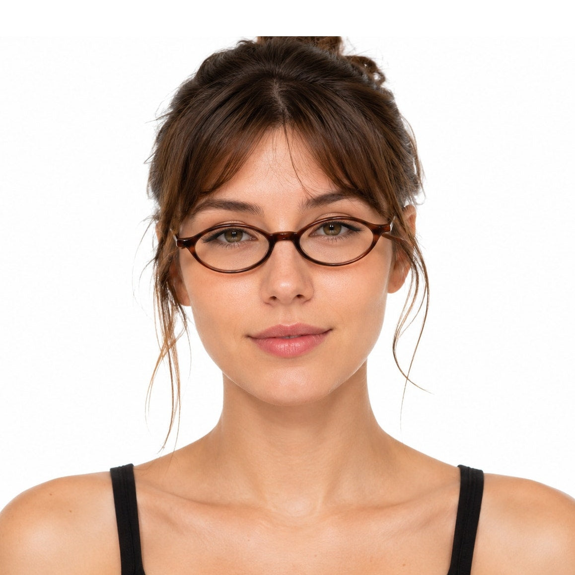 Vintage May 6 Oval Eyeglass Frames Tortoise Brown Wire Temple Glasses