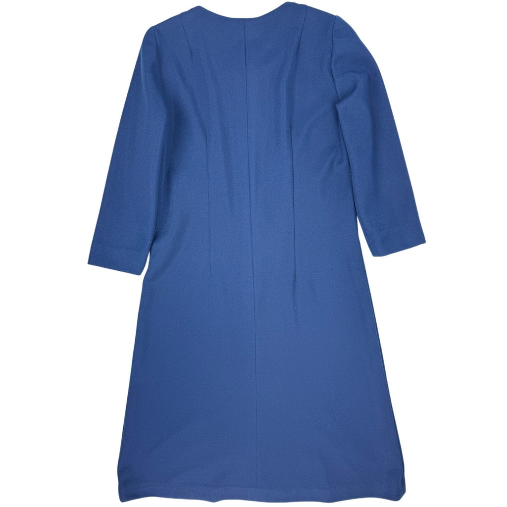 Vintage 1970s Navy Blue A-Line Knit Dress Minimalist Mod 38 Bust