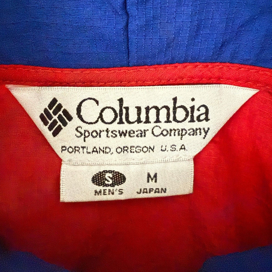 Vintage 90s Men's Small Columbia Sportswear Pullover Windbreaker Jacket Red Blue