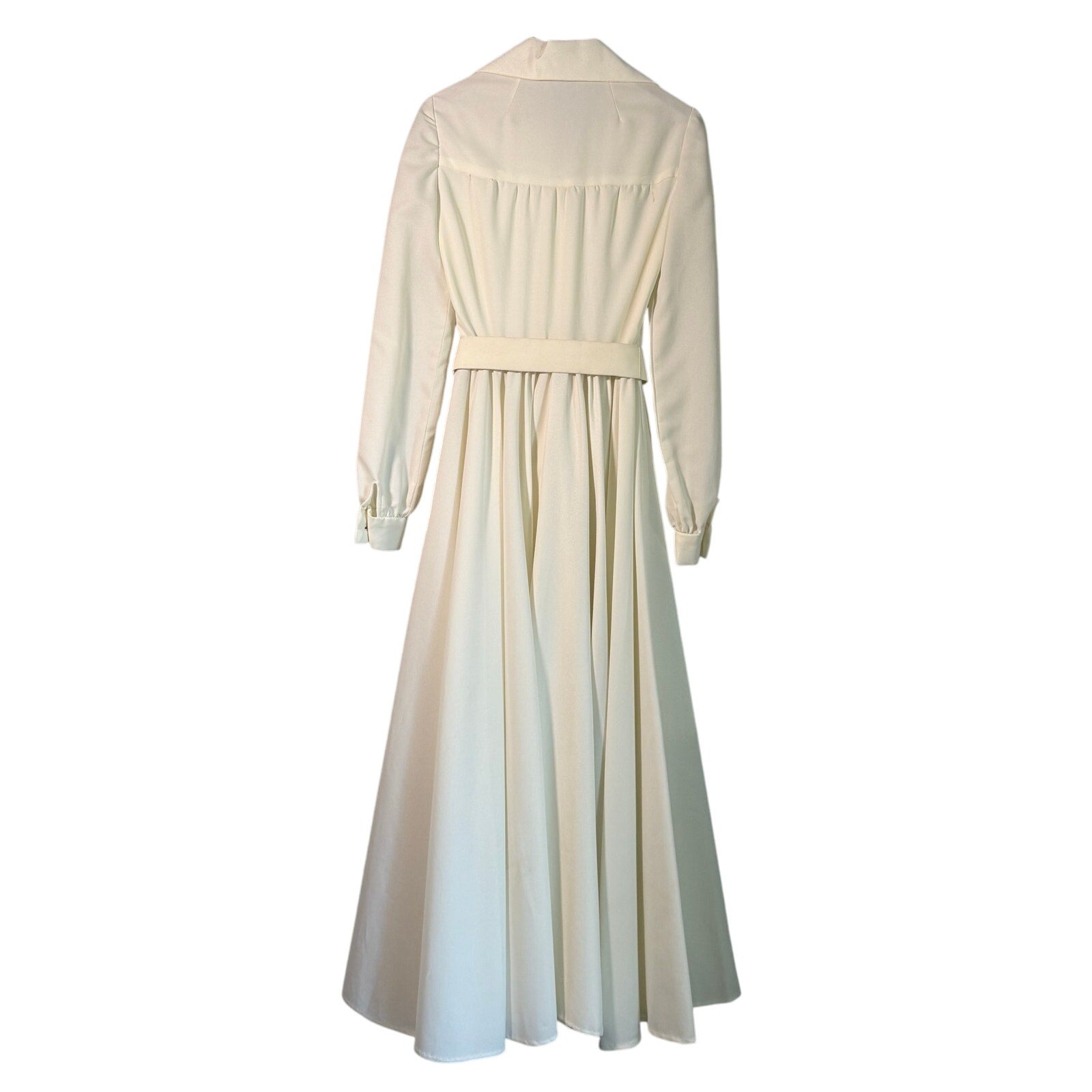 Vintage 70s Women's XS Maxi Dress Rosette Vogue Americana Cream Belted