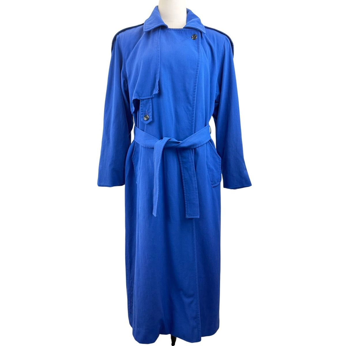Vintage Saville Royal Blue 100% Wool Belted Trench Coat Women's S/M