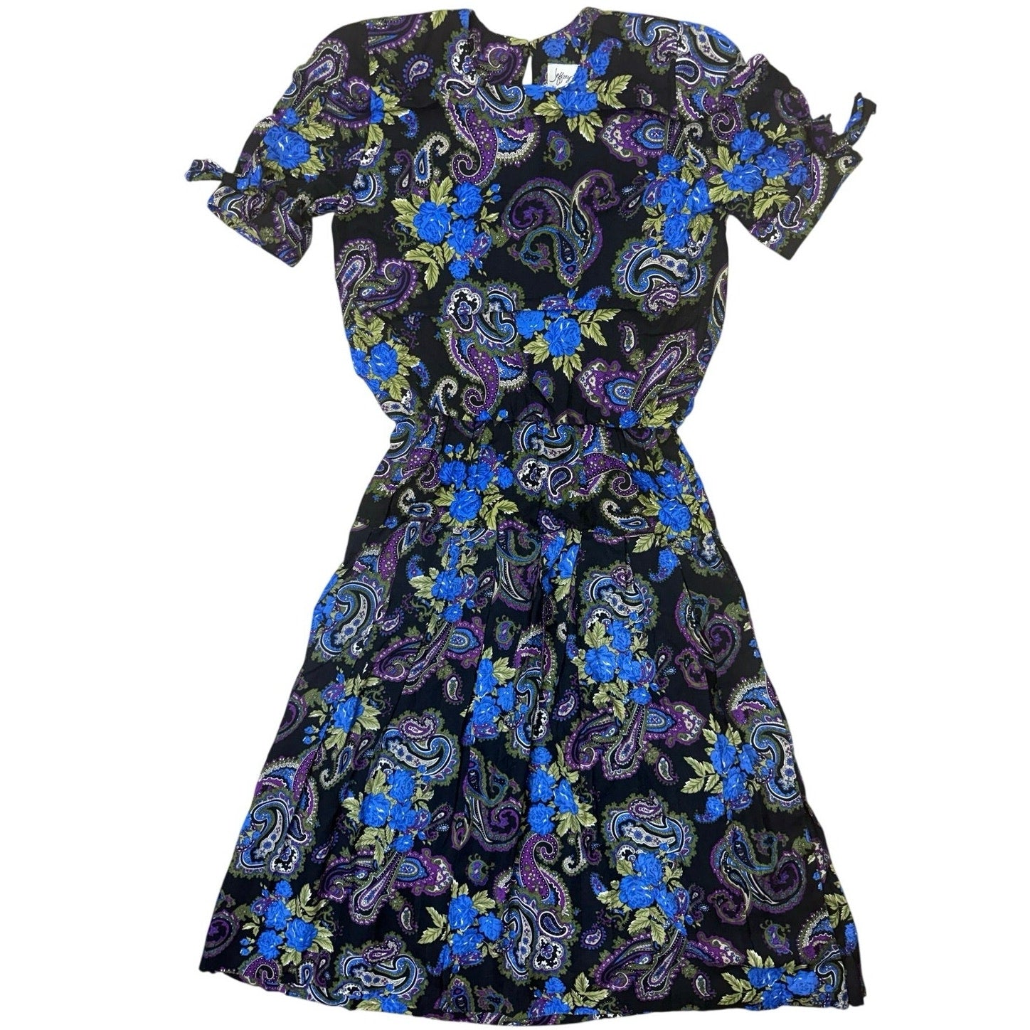 Vintage 80s Jeffrey & Dara Floral Paisley Rayon Maxi Dress Womens 9/10
