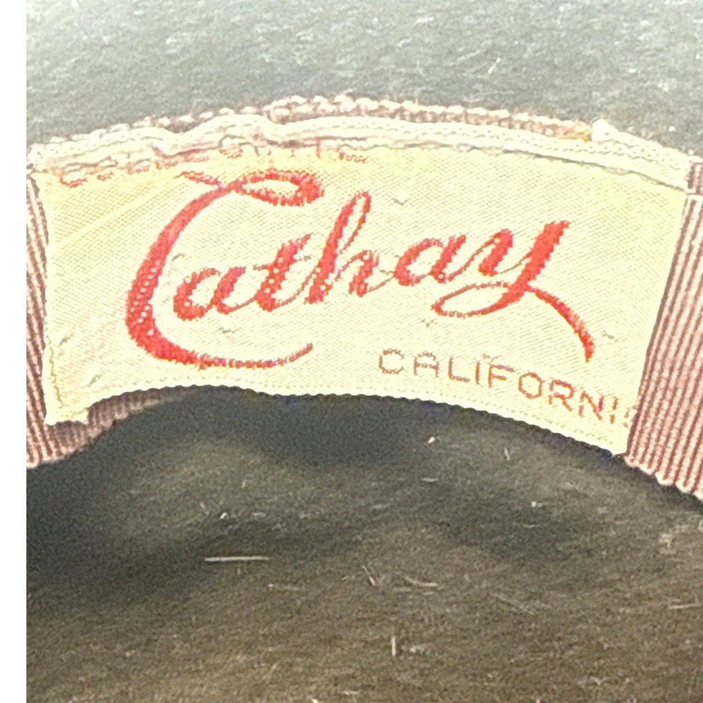 Vintage 1960s Women's Hat Cathay California Brown Wool Felt Ribbon Bow