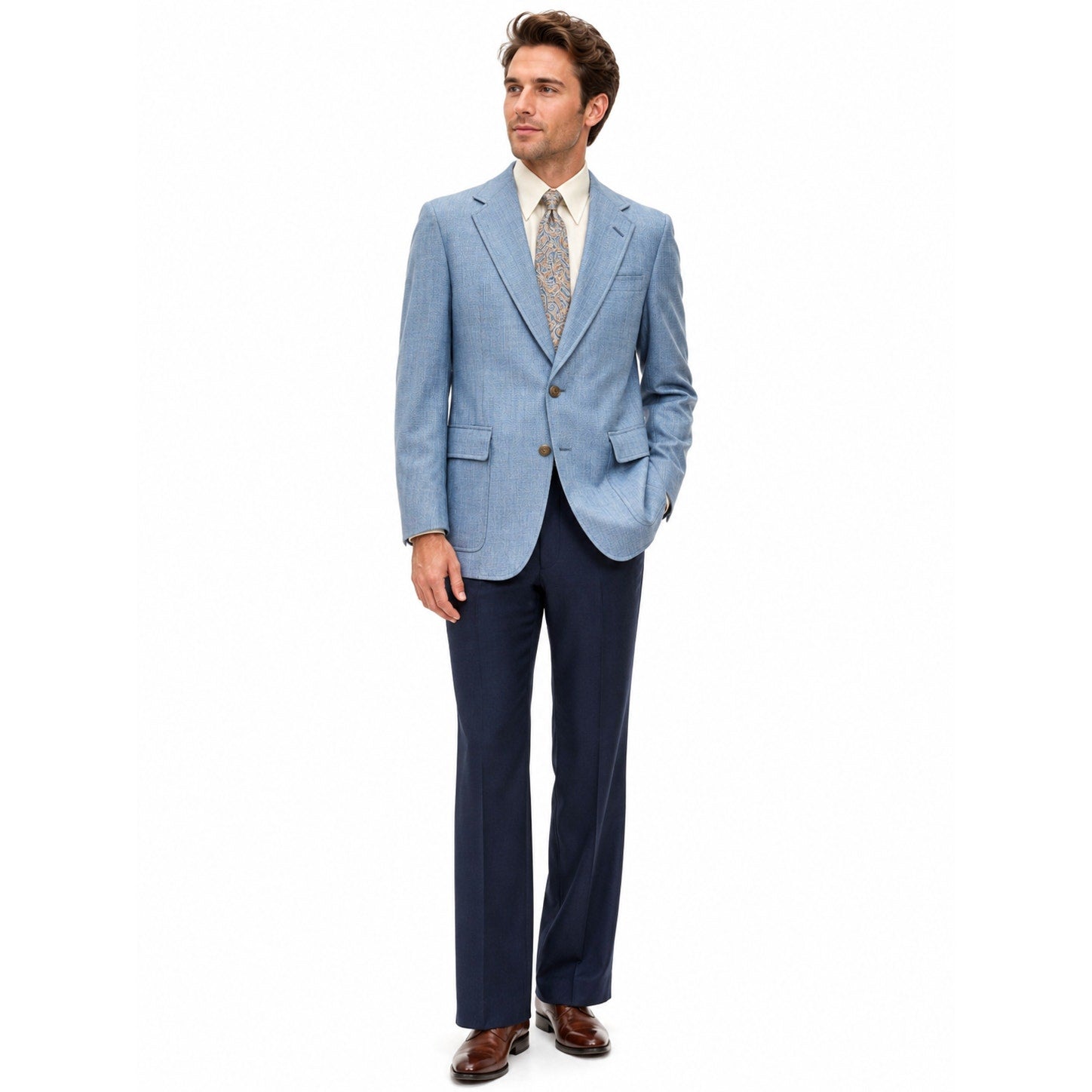 Vintage 70s Hart Schaffner Marx Sky Blue Sport Coat Blazer 38 Wool Look
