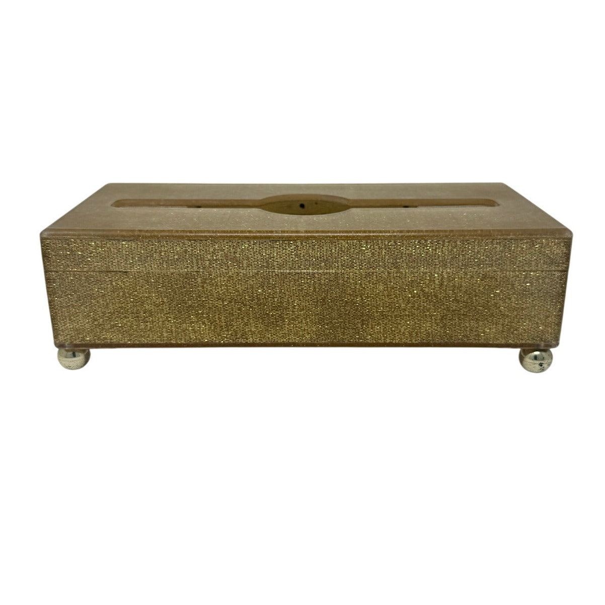 Vintage 70s Crossman Los Angeles Gold Sparkle Tissue Box Cover