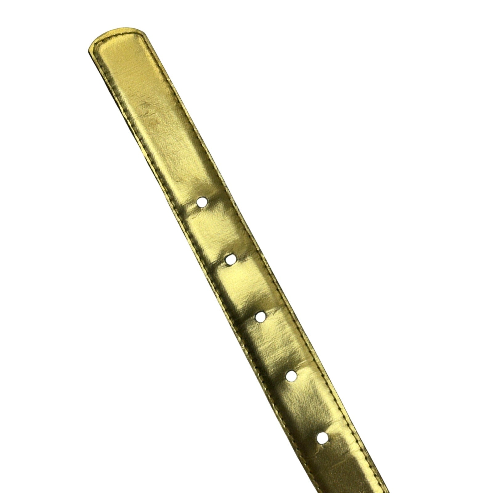 Vintage 90s Gold Skinny Belt Women 30-34 Waist Shiny Metallic 1” Wide