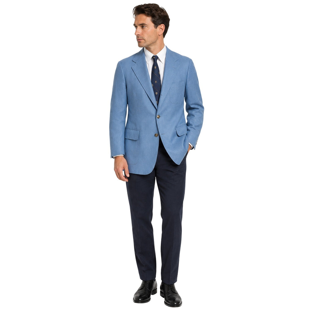 Vintage 70s Hart Schaffner Marx Blue Wool Blazer Sport Coat Men's Large 42R