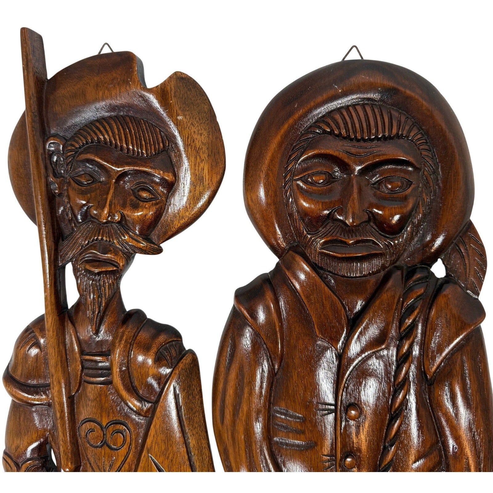 Vintage 60s Hand Carved Wood Spoon and Fork Set Folk Art Wall Decor