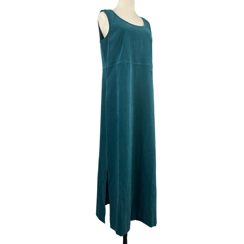 Vintage 90s Karin Stevens Teal Faux Suede Dress Jacket Set Size 14 Women's Large