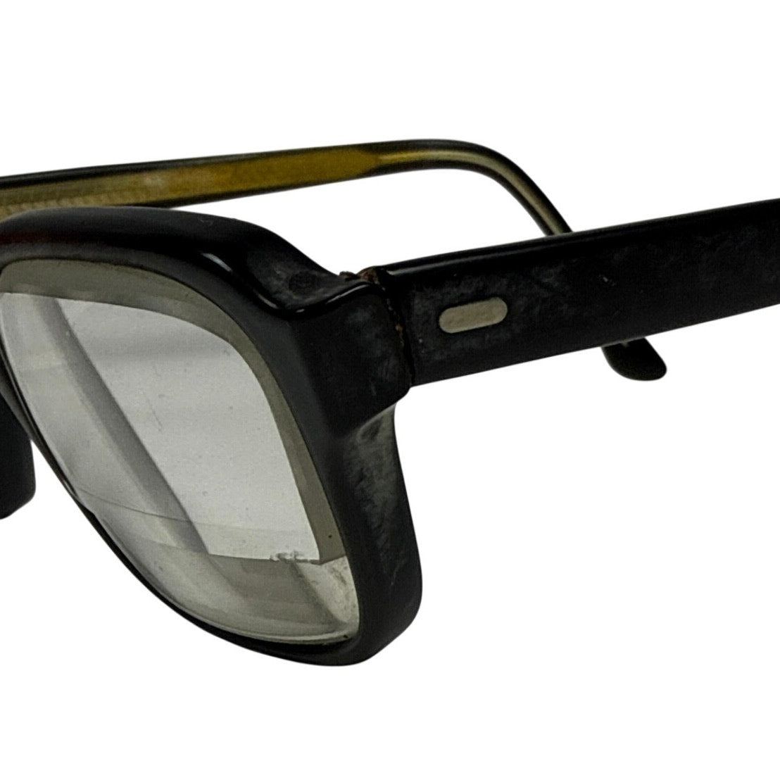 Vintage 50s American Optical Black Gold Browline Eyeglasses Size 6