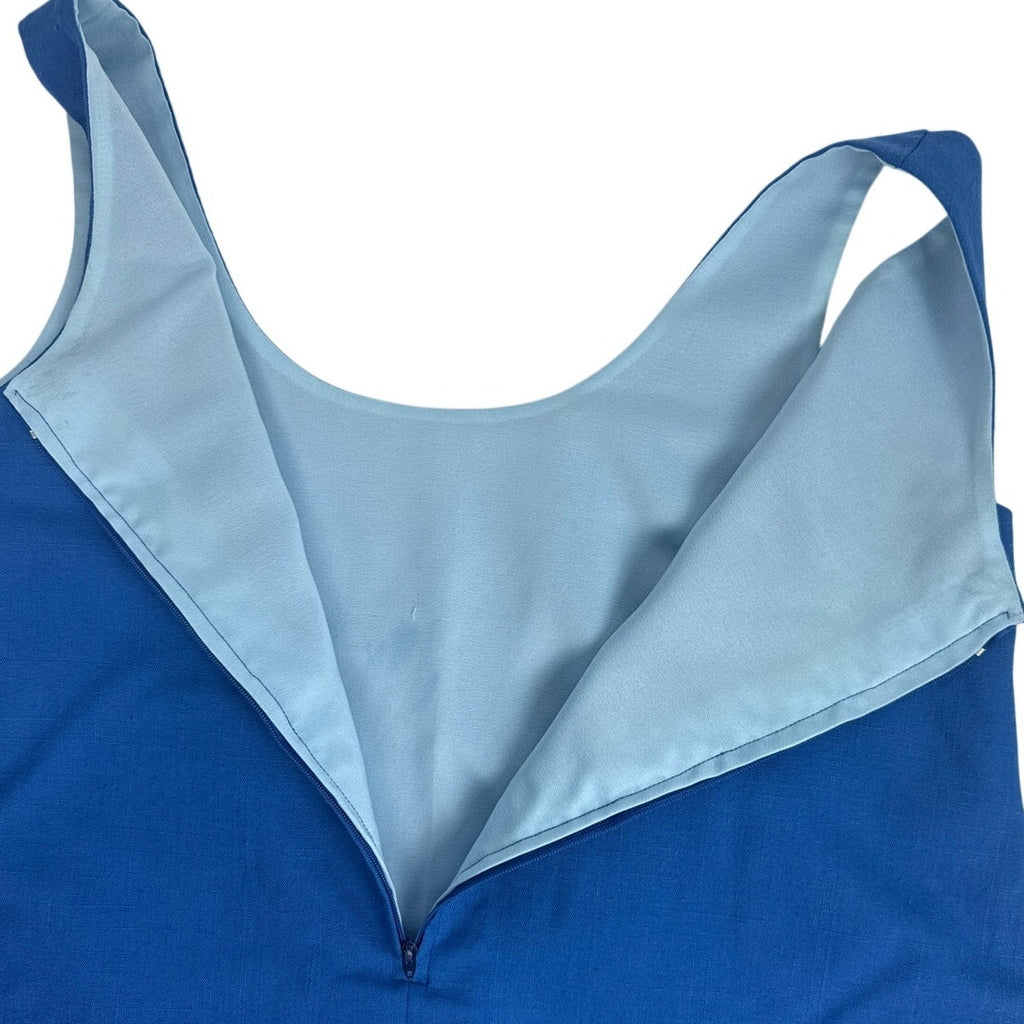 Vintage 1980s Royal Blue Shantung Sleeveless Midi Jumper Dress