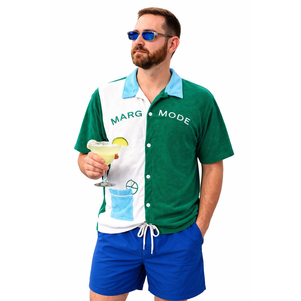 Y2K Hornitos Tequila Terry Cloth Button Shirt Men’s 2XL Colorblock Retro