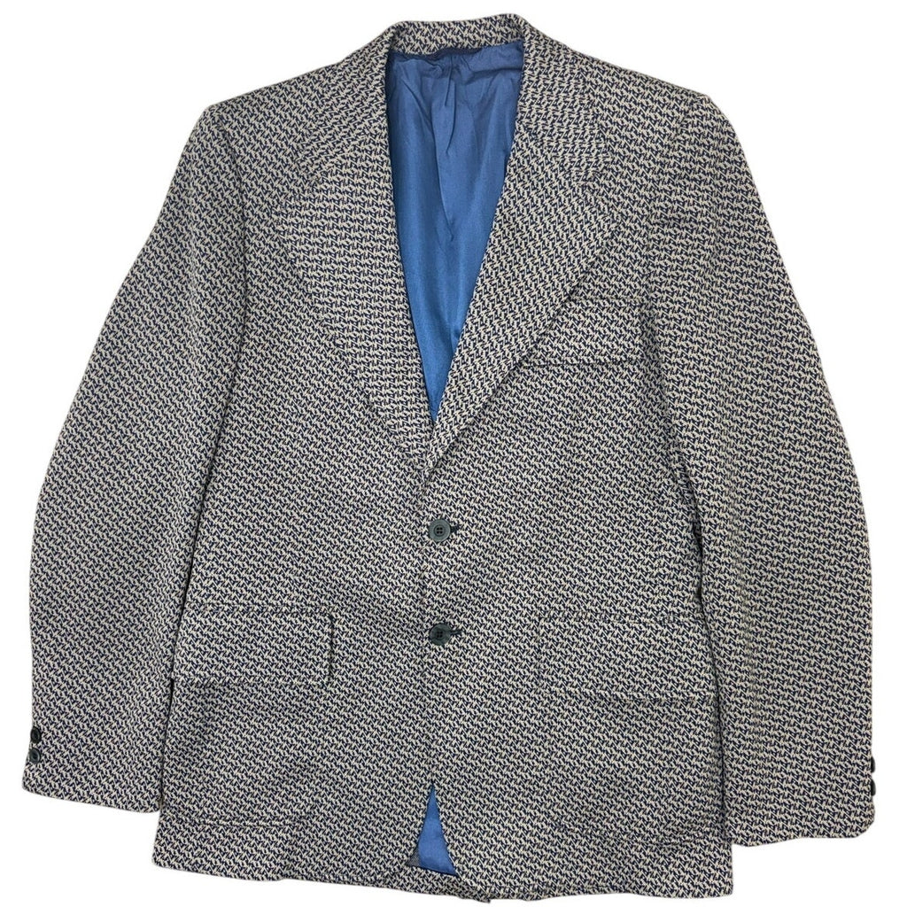 Vintage 70s Men's Medium 40R Gay Blade Houndstooth Double Knit Sport Coat